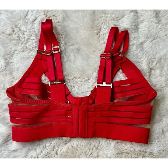 Honey Birdette LINDA C❤️ Raspberry Red Striped Bra 30DD - Picture 3 of 5